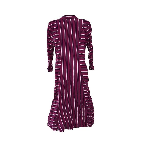 Cover Story Womens Maxi Dress Burgundy Red Striped Size M 3/4 Sleeve Button Up - Picture 4 of 10